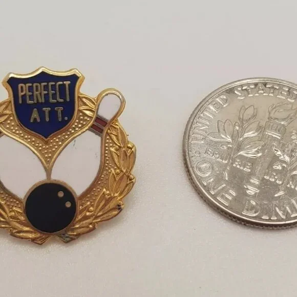 Vintage 1980s Perfect Attendance Bowling Lapel Collectible Pin - Picture 7 of 9